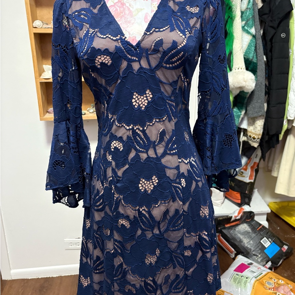 Adrianna Papell Navy Lace Dress